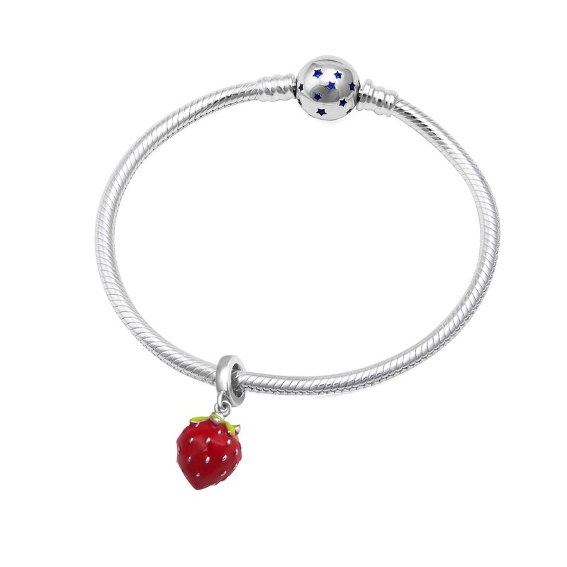 SOUKISS Red Strawberry Charms 925 Sterling Silver Fruit Charms Fits European Bracelet - Image 4